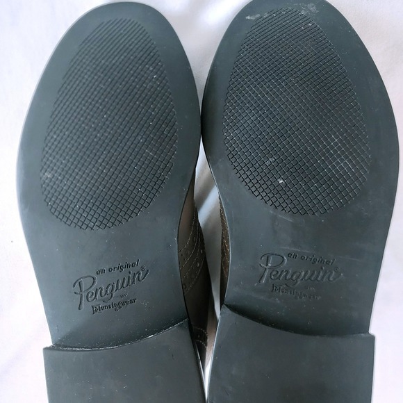 Original Penguin WT Brogue Charcoal Gray Leather Wingtip Lace Up Ankle Boots 10 - Picture 7 of 8